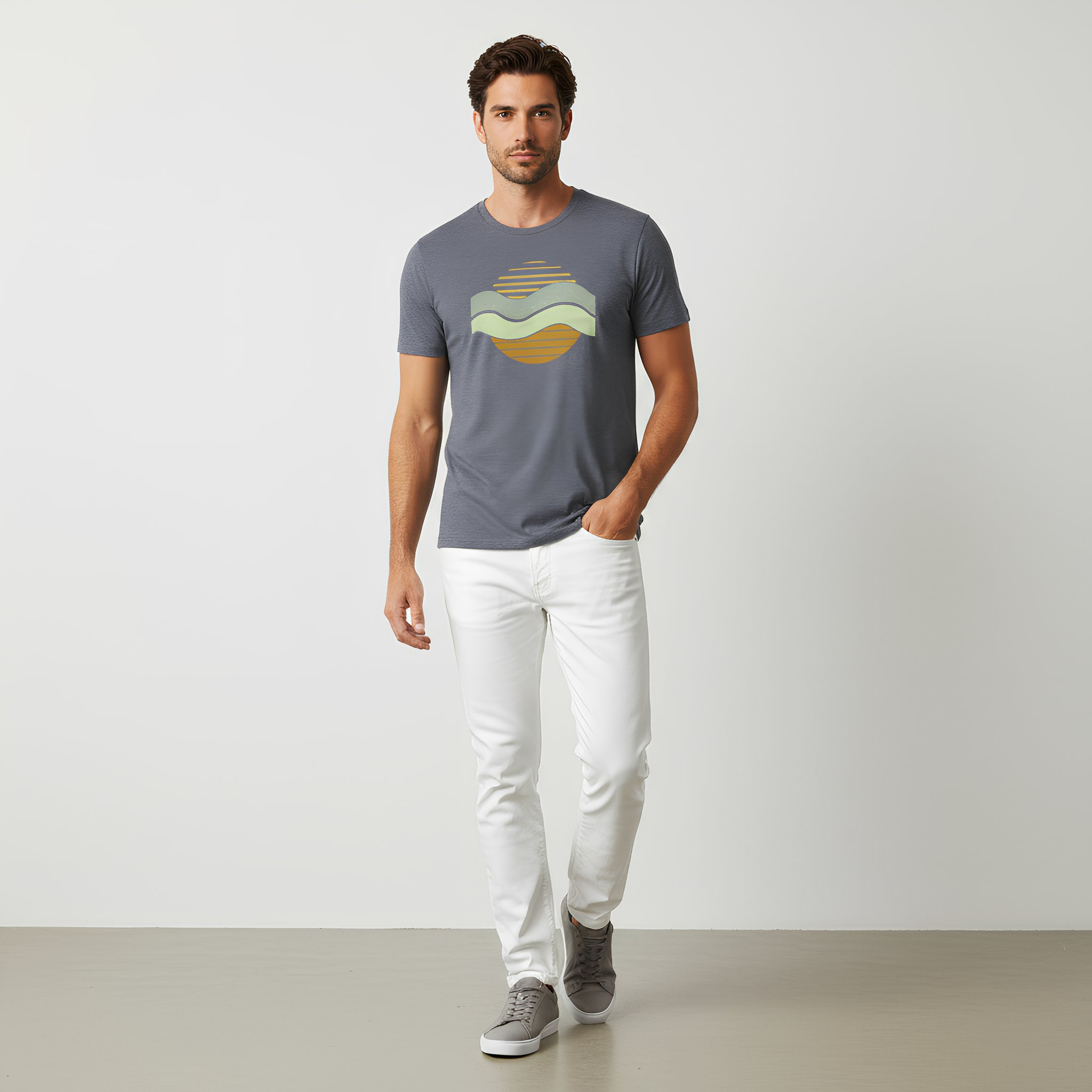 Luxury Men's Sun & Waves Graphic Tee