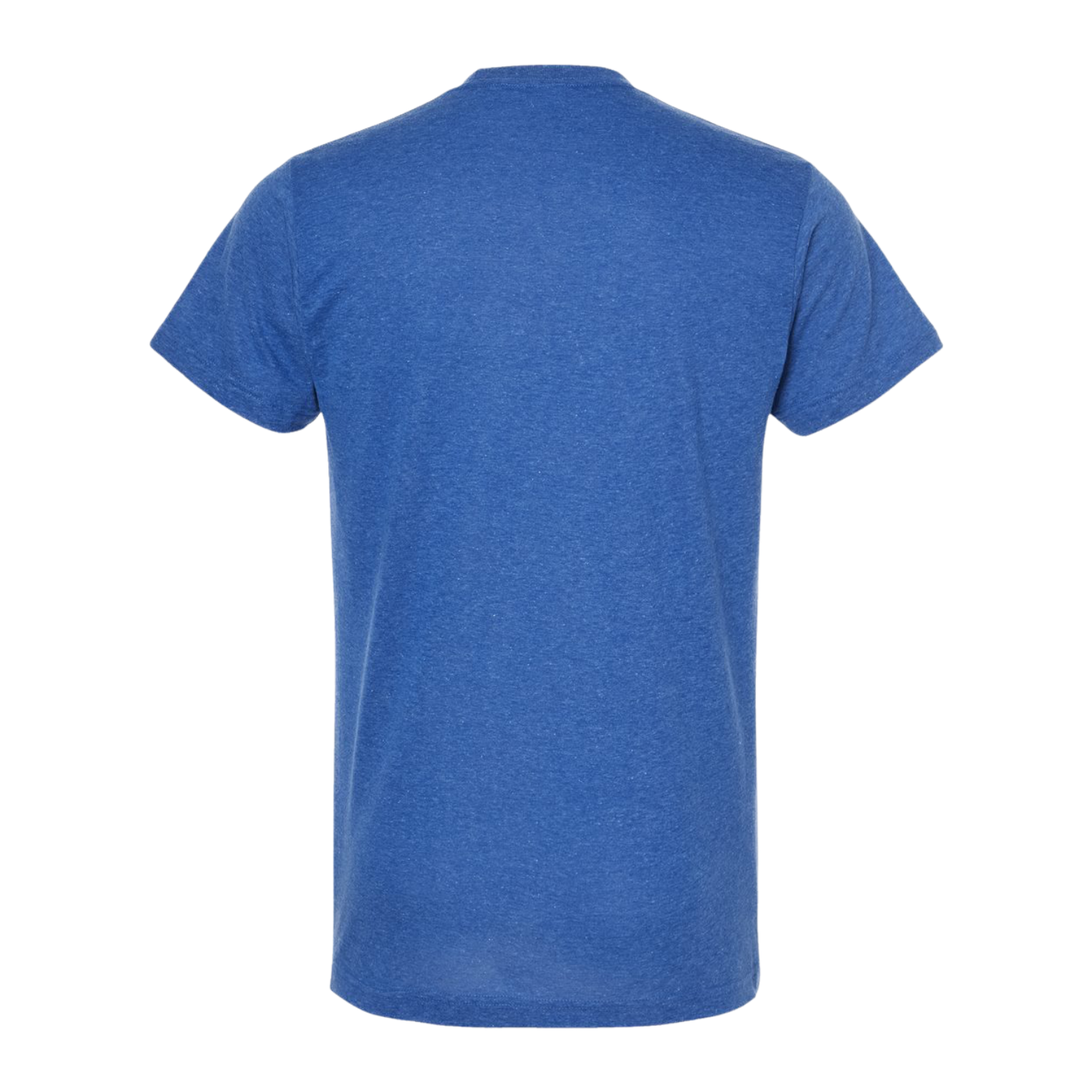 Back view of NO&YO men’s rugged blue mountain graphic tee, stylish casual outdoor apparel.