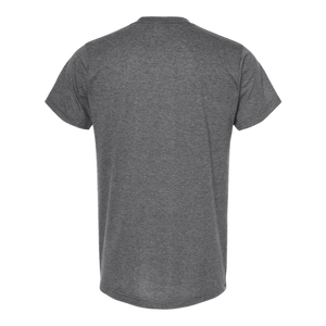 Back view of NO&YO CLIMB adventure graphic t-shirt in heather gray with clean finish and premium sustainable fabric for explorers and outdoor lifestyles.