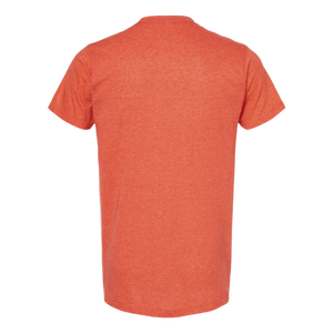 Back view of NO&YO orange mountain graphic tee, lightweight and breathable design ideal for everyday adventure wear.