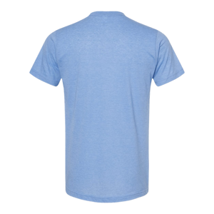 Back view of NO&YO light blue cyclist graphic tee in casual outdoor style.