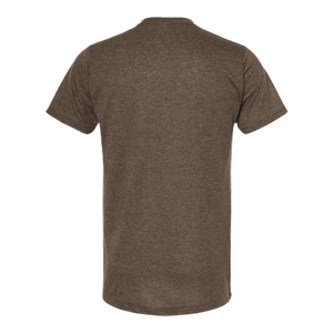 Back view of NO&YO brown men’s graphic tee, crafted for comfort and outdoor adventures.