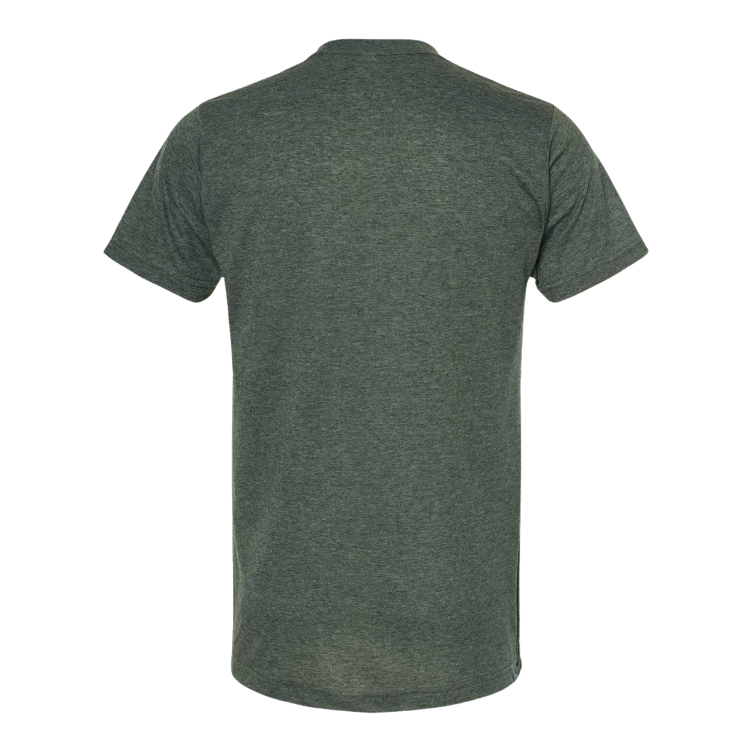 Back view of NO&YO heather green "Explore" outdoor tee, rugged cotton blend.