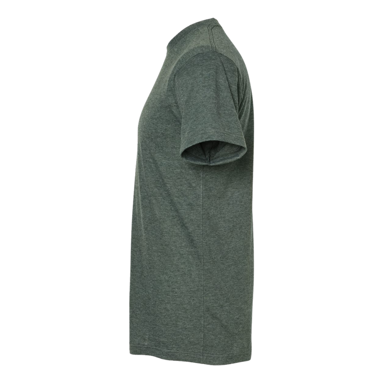 Side profile of NO&YO green "Explore" adventure shirt with compass design.
