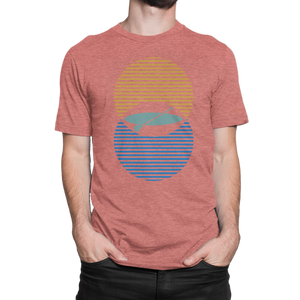Make waves with the NO&YO Twin Suns Paddle Boarding Tee in heather red. A unique paddle board graphic meets soft, durable fabric—perfect for explorers on land or water.
