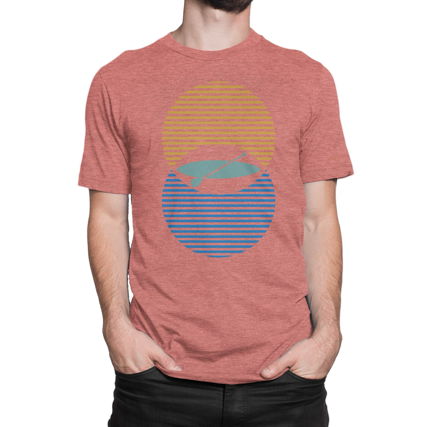 Make waves with the NO&YO Twin Suns Paddle Boarding Tee in heather red. A unique paddle board graphic meets soft, durable fabric—perfect for explorers on land or water.