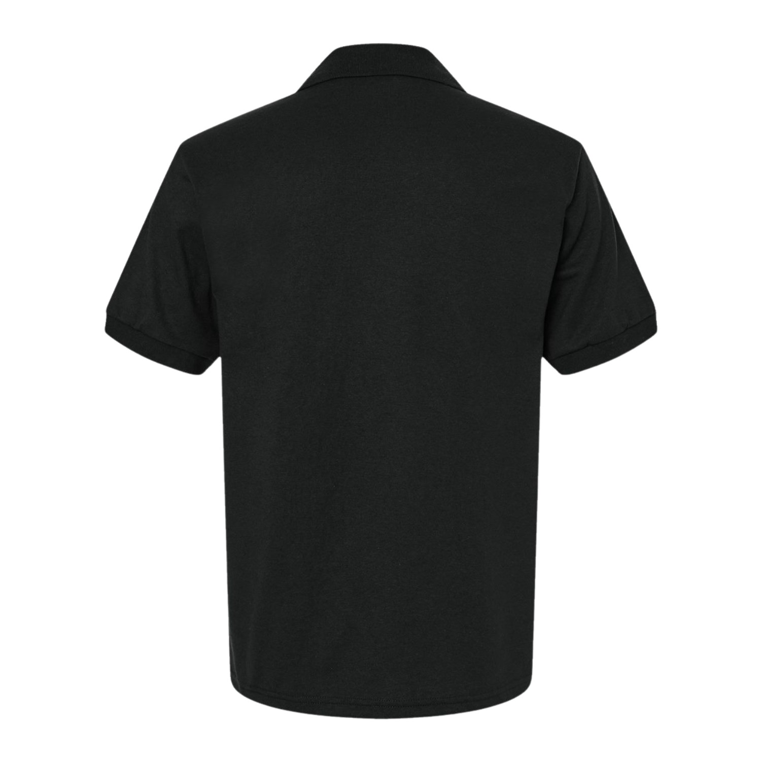 Back view of NO&YO black polo shirt, showing clean and tailored fit for versatile outdoor and city wear.