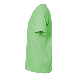 Side profile of NO&YO Apple green wilderness graphic tee in soft cotton blend