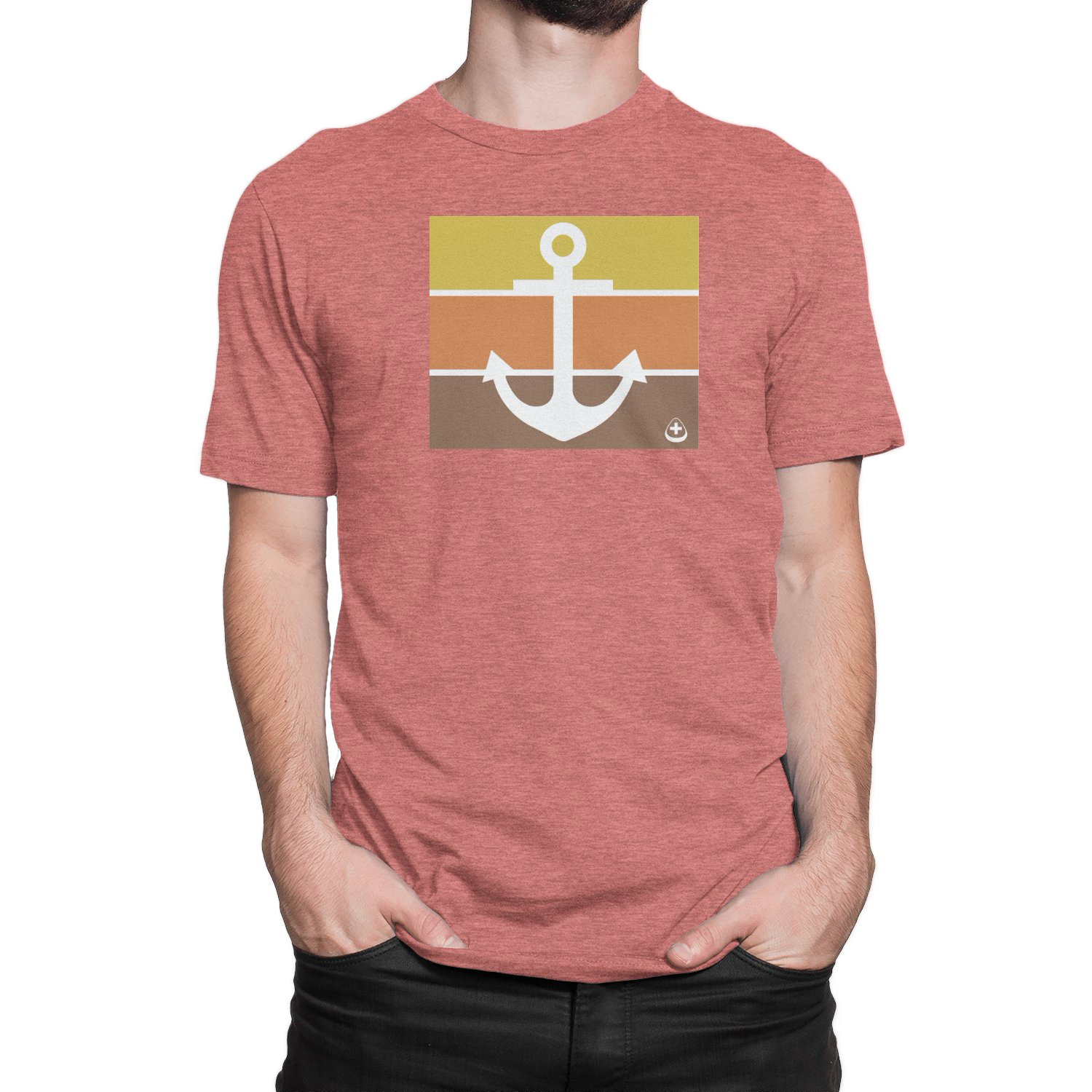 Set sail in style with the NO&YO Anchor Tee in heather red. Featuring a bold anchor graphic with retro-inspired stripes, this premium t-shirt blends nautical adventure with modern comfort and durability.