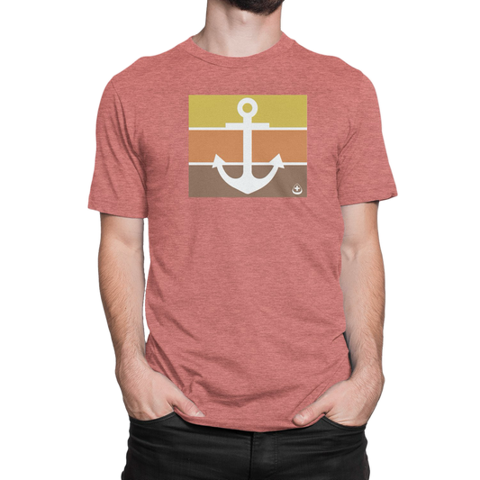 Set sail in style with the NO&YO Anchor Tee in heather red. Featuring a bold anchor graphic with retro-inspired stripes, this premium t-shirt blends nautical adventure with modern comfort and durability.