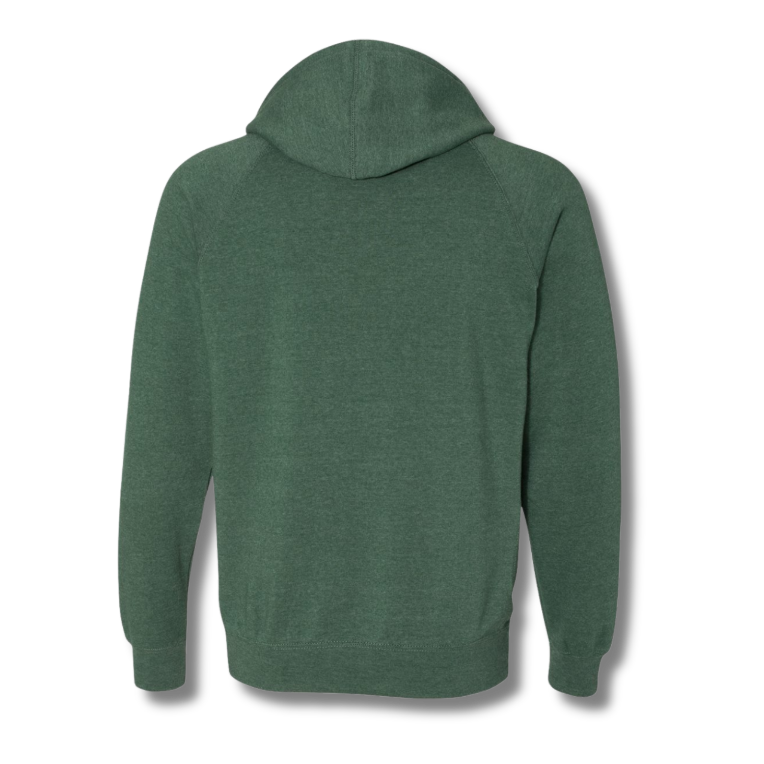NO&YO moss green raglan hoodie with kangaroo pocket and embroidered logo, designed for outdoor adventure.