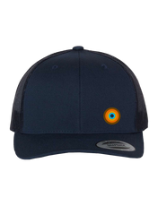 Load image into Gallery viewer, Top off your adventure look with the NO&amp;YO Navy Trucker Hat. Featuring a breathable mesh back, snapback fit, and the iconic NO&amp;YO logo, this cap is built for explorers who want style, comfort, and durability.
