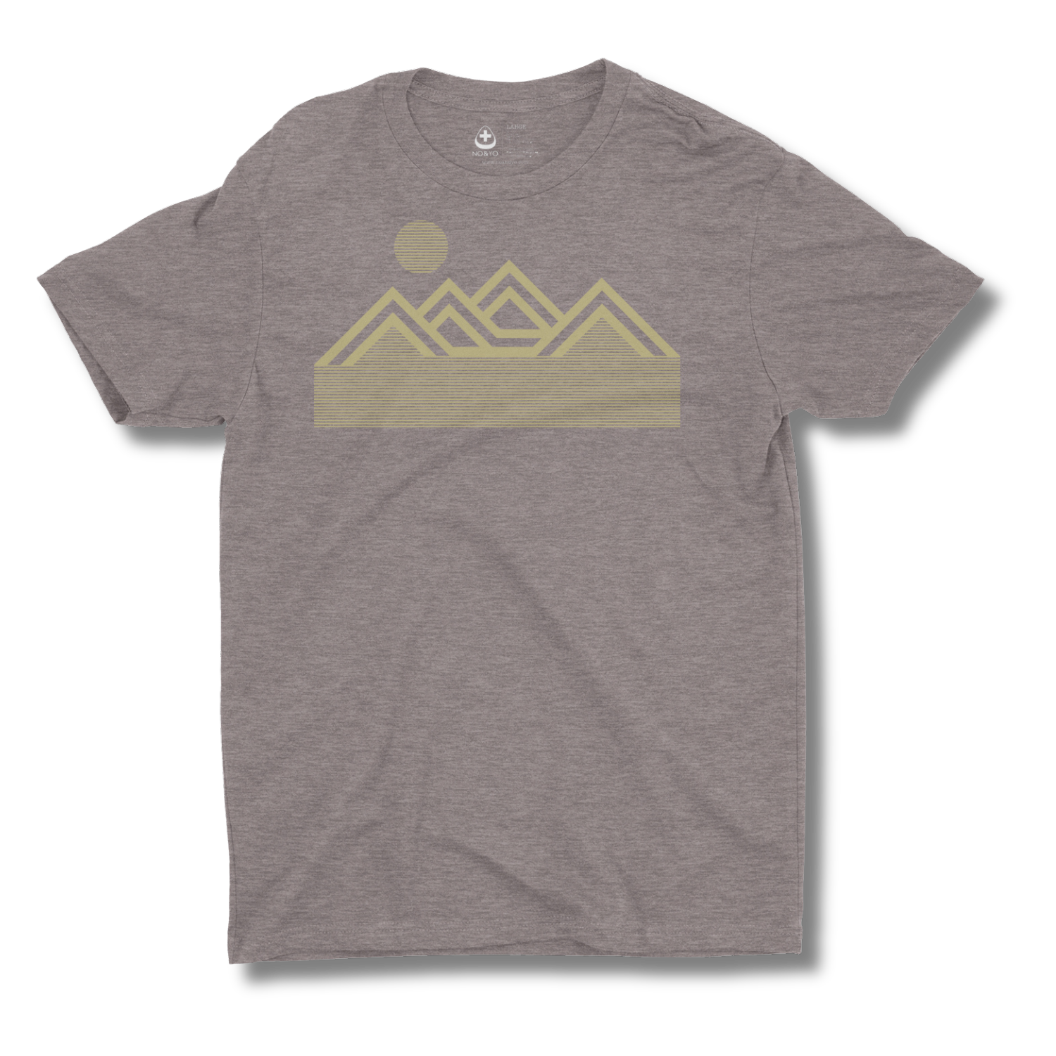 Brown t-shirt with a mountain graphic on a brown background