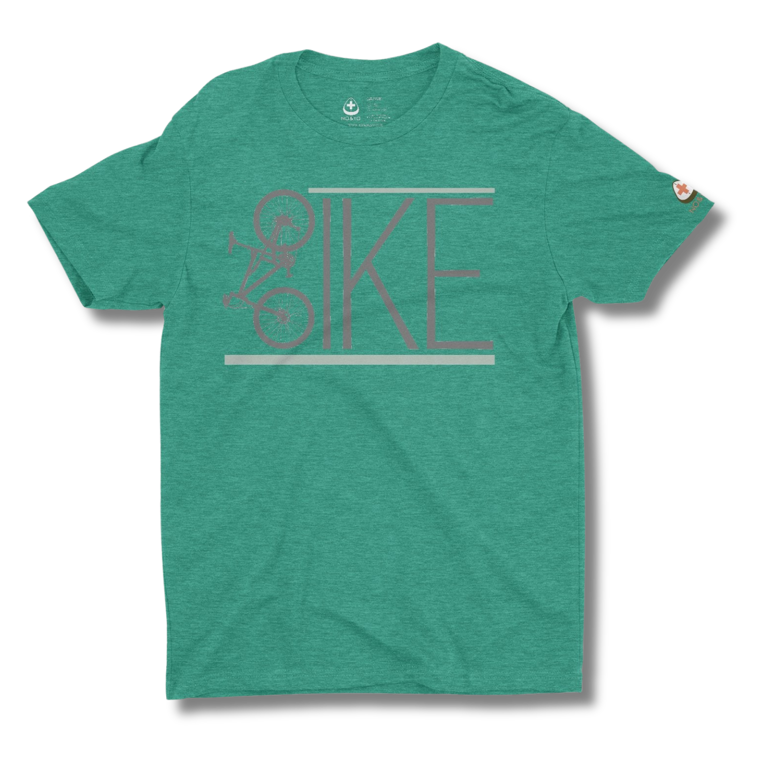 Green t-shirt with a BIKE graphic design on a green background