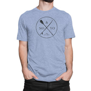 Show your adventurous spirit with the NO&YO Paddle Board Logo Tee in light blue. Featuring a bold crossed paddle and board design with the NO&YO mark, this premium t-shirt combines comfort, durability, and outdoor lifestyle style.