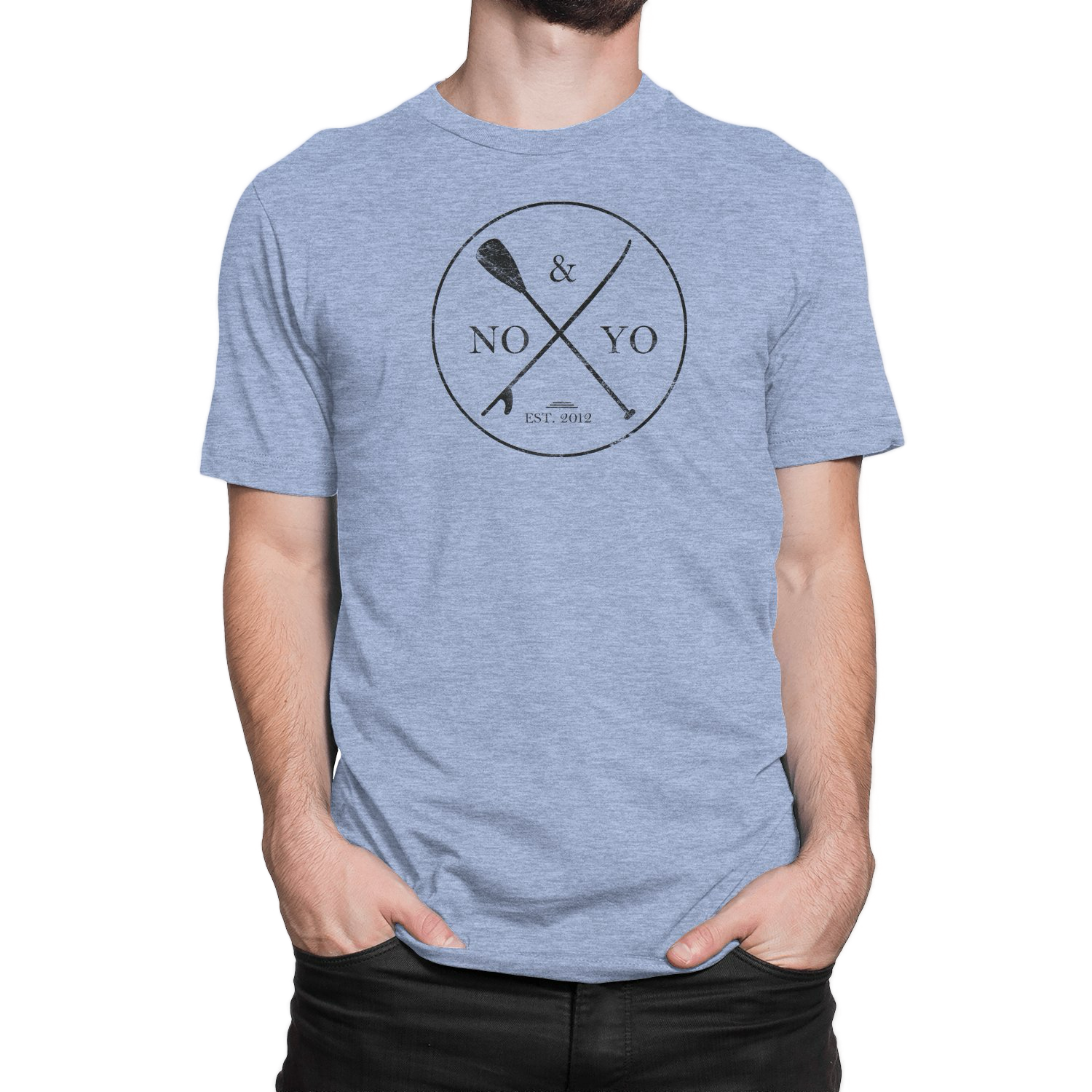 Show your adventurous spirit with the NO&YO Paddle Board Logo Tee in light blue. Featuring a bold crossed paddle and board design with the NO&YO mark, this premium t-shirt combines comfort, durability, and outdoor lifestyle style.