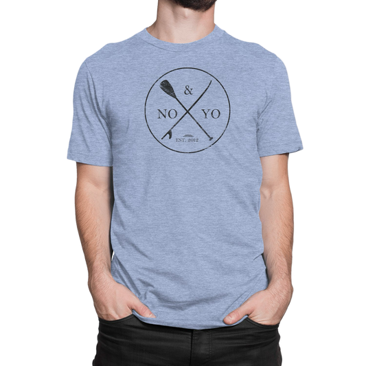 Show your adventurous spirit with the NO&YO Paddle Board Logo Tee in light blue. Featuring a bold crossed paddle and board design with the NO&YO mark, this premium t-shirt combines comfort, durability, and outdoor lifestyle style.