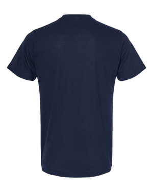 Back view of NO&YO blue Solo Traveler tee, rugged yet stylish outdoor wear.