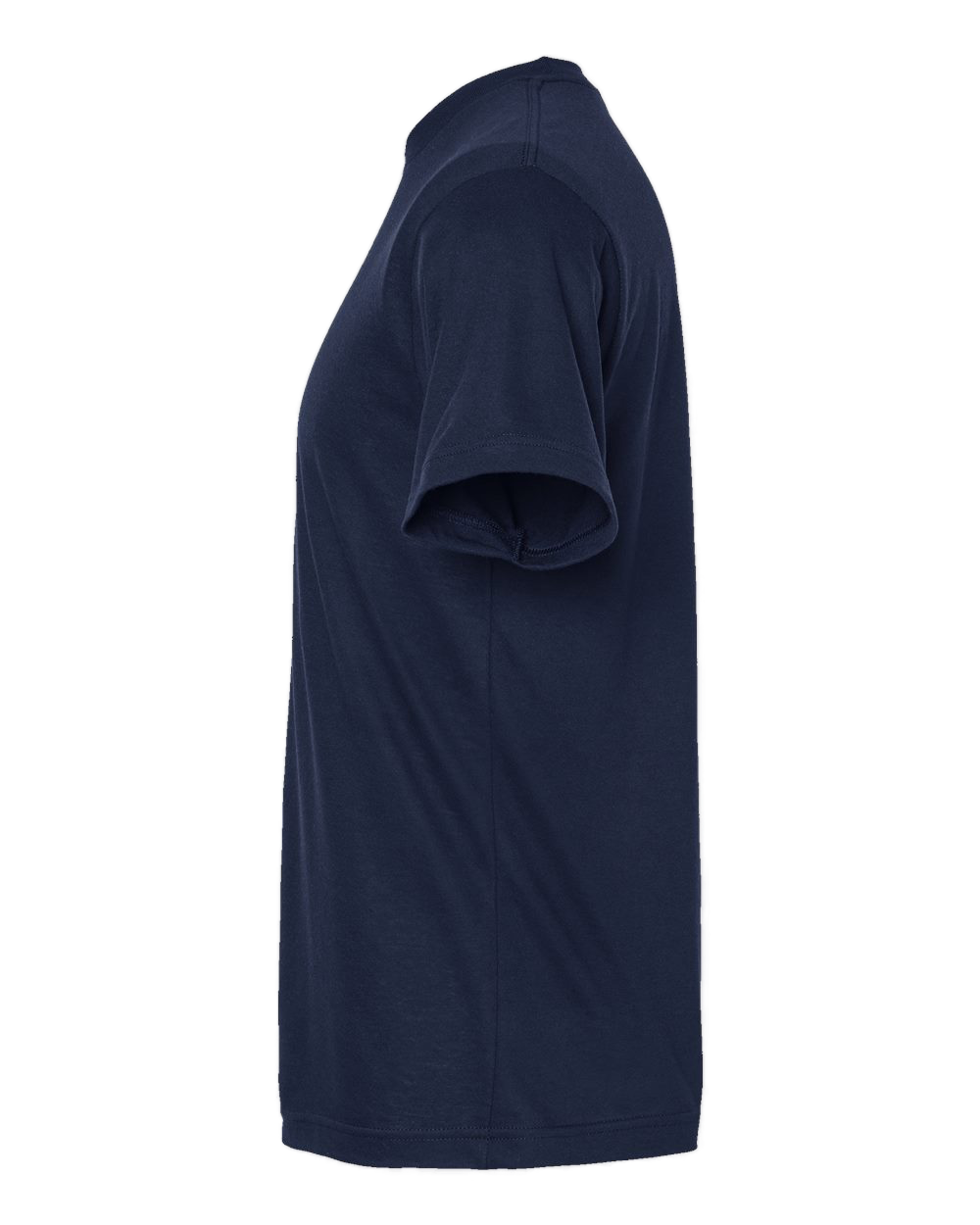 Side profile of blue Solo Traveler graphic t-shirt, soft and breathable fabric.