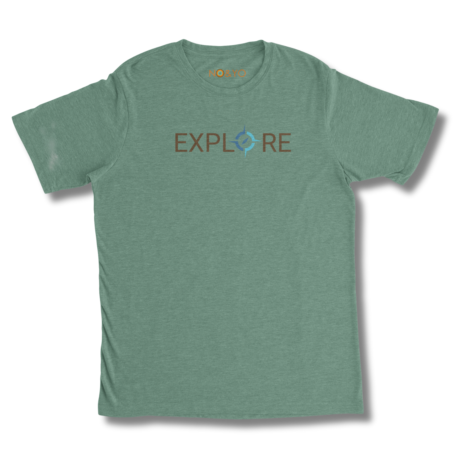 Green t-shirt with 'EXPLORE' text on a white background