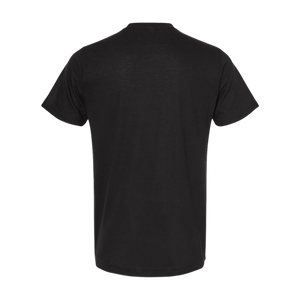 Back view of black NO&YO men’s graphic surf tee, minimalist design in solid black