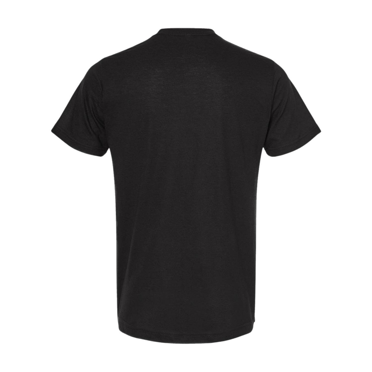Back view of black NO&YO men’s graphic surf tee, minimalist design in solid black