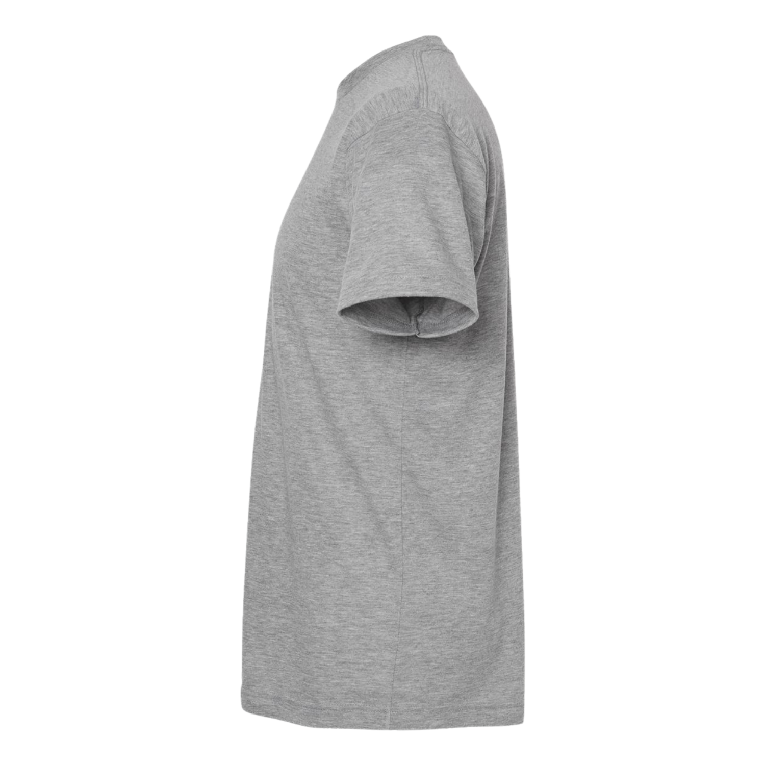 Side profile of gray NO&YO vintage wave graphic t-shirt for men, soft cotton blend