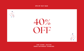 NO&YO Fourth of July sale banner offering 40% off with code JULY40, ending Saturday evening.