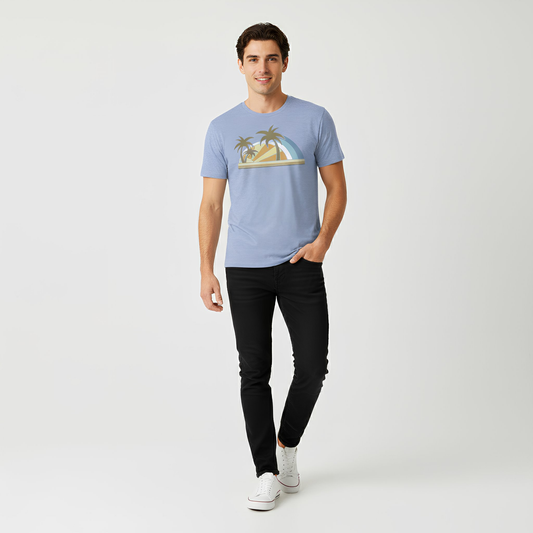 Camiseta gráfica de lujo con palmeras en colores vintage para hombre