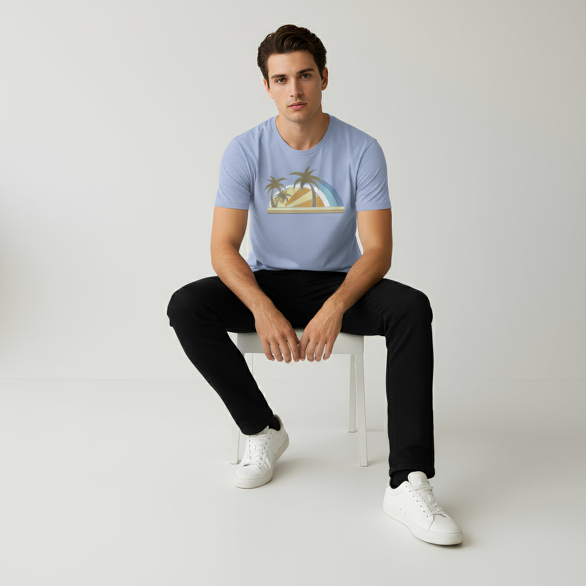 Luxury Men’s Vintage Colors Palms Graphic Tee
