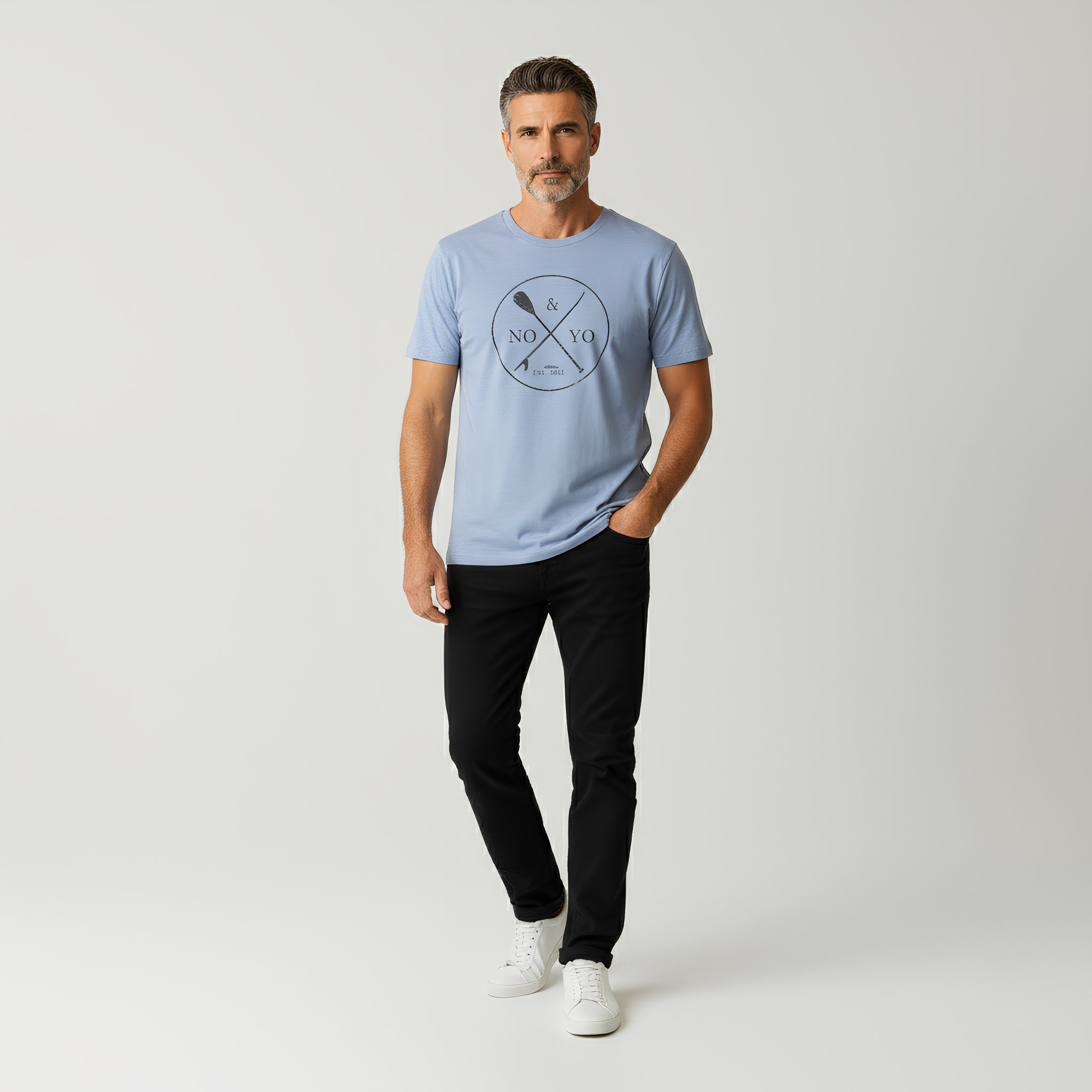 Camiseta premium con gráfico de logotipo de tabla de paddle surf para hombre