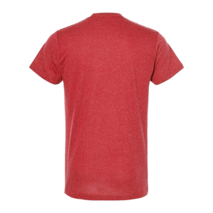 Back view of NO&YO premium red vintage surfer adventure graphic t-shirt – soft cotton blend for outdoor lifestyle comfort