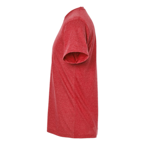 Side profile of NO&YO premium red vintage surfer adventure graphic tee – casual men’s surf and outdoor apparel