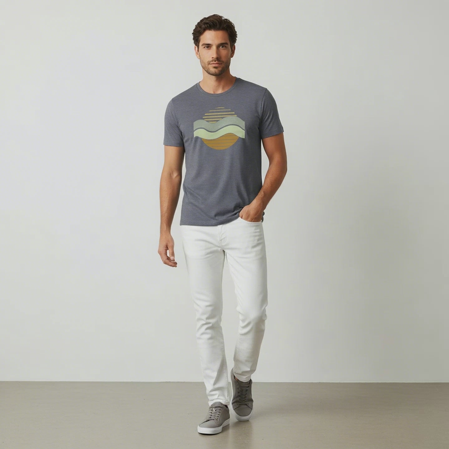 Luxury Men's Sun & Waves Graphic Tee