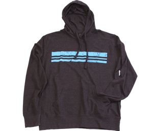 NO&YO men's lightweight charcoal jersey hoodie with blue stripe graphic